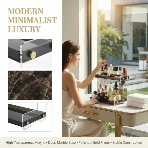 Vista 4 de FFK Organizador de Encimera de Baño, Organizador de Encimera de Baño de 2 Niveles, Estante de Especias de Cocina Organizador de Cosméticos, Estante