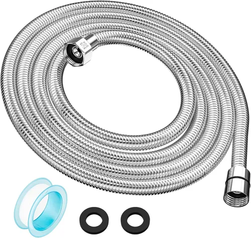 Vista 9 de Manguera de ducha de 59", extralarga, de acero inoxidable 304, manguera de ducha de mano, extensión/reemplazo, flexible y duradera, inserto