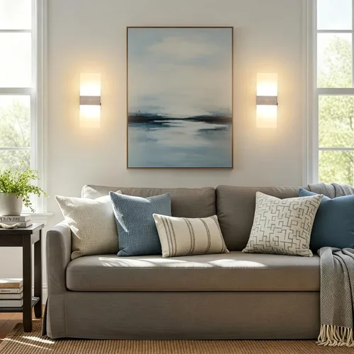 Vista 7 de Joosenhouse Juego de 2 apliques de pared con sensor de movimiento, luces de pared interiores cableadas, níquel cepillado de 11.4 pulgadas, modernos