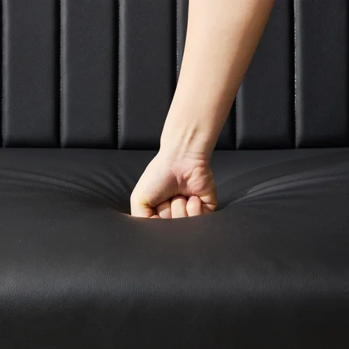Vista 6 de STHOUYN Mini sofá pequeño de cuero negro de 43 pulgadas de ancho, sofá biplaza sin brazos para dormitorio con puerto USB, sofás pequeños