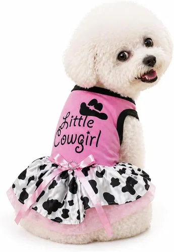 Vista 2 de Petitebella Vestido para perro y cachorro de vaquera (negro/vaca, talla XS)