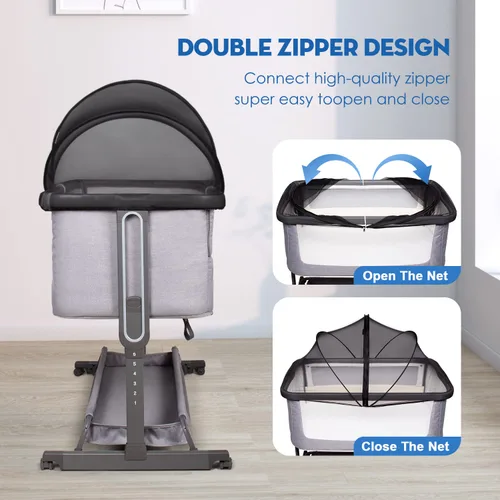 Vista 3 de Beberoad Love Cubierta de mosquitero para cuna - Dosel de malla transpirable con cremallera de 2 vías para cunas de bebé, cunas junto a la cama