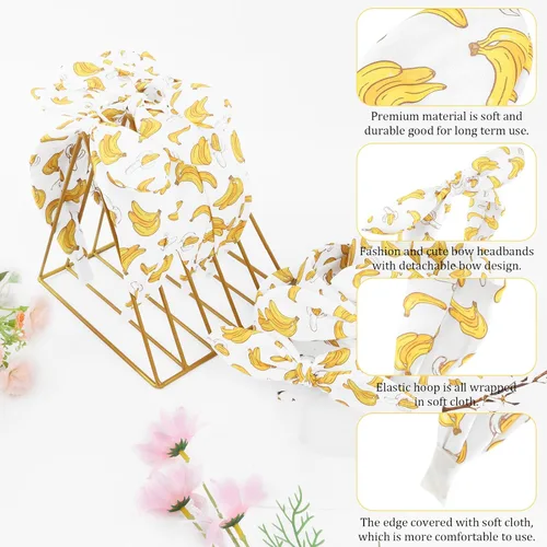 Vista 7 de Jaciya Paquete de 6 diademas de plátano con lazo, diademas blancas de verano con lazo anudado para mujer, accesorios para el cabello de fiesta