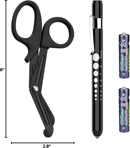Vista 6 de Paquete de 2 tijeras médicas y linternas médicas con baterías para enfermeras, suministros médicos con una linterna LED médica, unas tijeras de 6