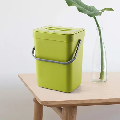 Vista 8 de Domiella Paquete de 2 botes de basura pequeños colgantes con tapa (1.3 + 0.8 galones), contenedor de compost de cocina para encimera o debajo