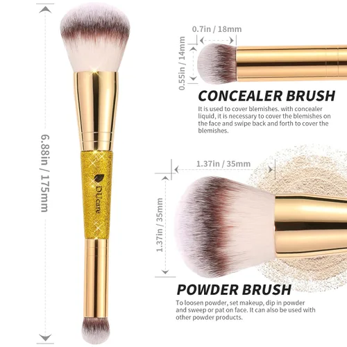 Vista 2 de DUcare Brochas de maquillaje Cepillo corrector de doble punta para base de polvo