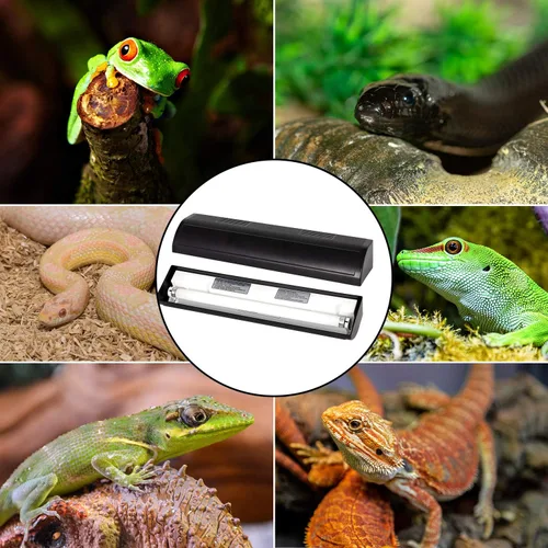 Vista 7 de REPTI ZOO Tira de luz T8 con capucha de terrario de reptil, desierto tropical, para uso con una bombilla UVB de 18 pulgadas, 15 vatios