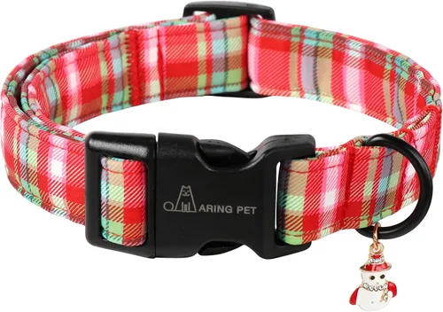 Vista 9 de ARING PET Collar de Navidad para perro, lindo collar de copos de nieve populares rojo y verde con hebilla de liberación rápida para cachorros