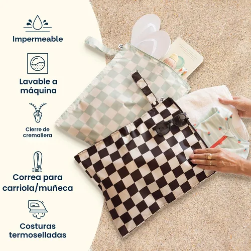 Vista 6 de Tiny Twinkle Bolsas húmedas a prueba de desorden Paquete de 1 bolsa reutilizable impermeable para trajes de baño Ropa de bebé Bolsa de viaje
