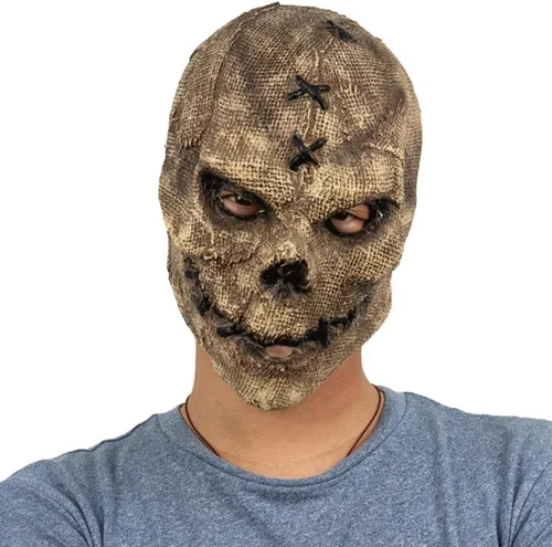 Vista 2 de brableewear Máscara de calavera de terror, arpillera, fantasma, esqueleto malvado, Halloween, novedad, máscara de mascarada