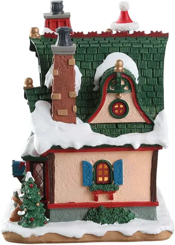 Vista 2 de Lemax Santa's Wonderland The Claus Cottage Edificio iluminado, #75292 Escena interior iluminada para la cabaña de Santa 3 pilas AA o adaptador