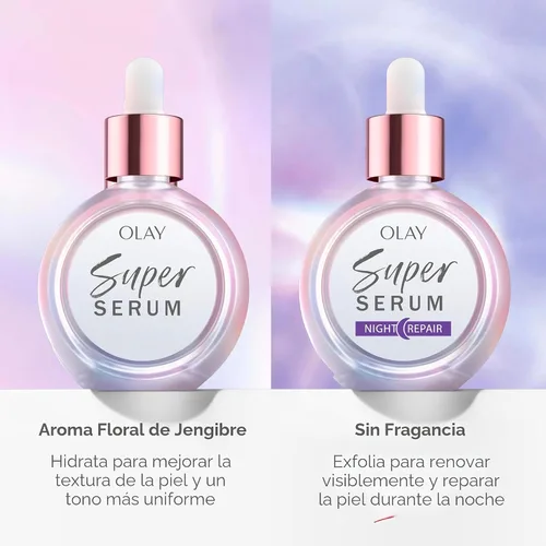 Vista 5 de Olay Súper Suero de Noche de Reparación, Sin Fragancia - Niacinamida, Péptido, Ácido Salicílico y Láctico, Glicerina - 5 Beneficios de Cuidado