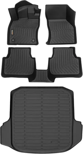 Vista 18 de Alfombrillas para todo tipo de clima y forro de carga para Volkswagen Atlas 2018-2026 (asientos de 6 pasajeros), juego completo de 3 filas