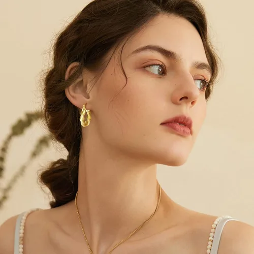 Vista 3 de ACECHA Aretes de aro trenzados chapados en oro de 18 quilates para mujer, cuentas redondas gruesas, hipoalergénicos, minimalistas, regalos