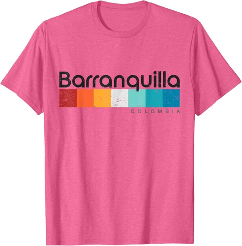 Vista 40 de Barranquilla Colombia - Camiseta de diseño vintage de estilo retro, Blanco, S