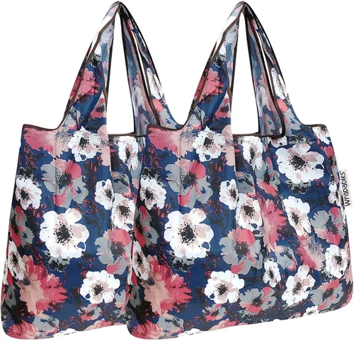 Vista 32 de allydrew Bolsa plegable de nailon para comestibles reutilizable (Set de 2), Ballenas Azules