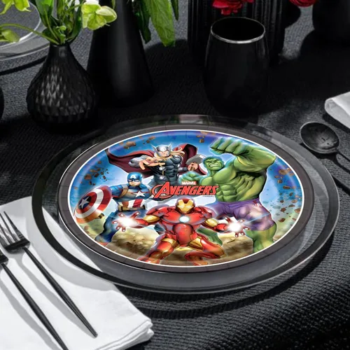 Vista 3 de Unique Avengers - Platos redondos de papel de 9 pulgadas, 8