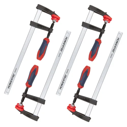 Vista 8 de POWERTEC 71591 Abrazadera F de 4 pulgadas resistente estilo F Abrazaderas de barra para carpintería, capacidad de 330 libras cada una, paquete de 2