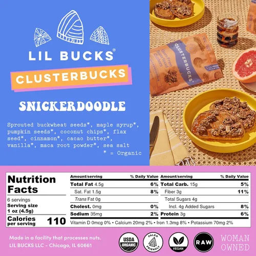 Vista 2 de Lil Bucks Clusterbucks - Clusters de superalimentos sin granos hechos con trigo sarraceno germinado y adaptógenos, bocadillos sin gluten