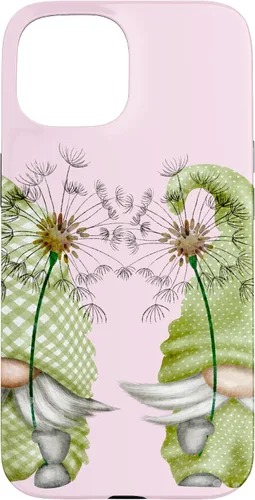 Vista 6 de Gnomos de primavera de diente de león para iPhone 16 para mujeres y divertido estuche de jardinero