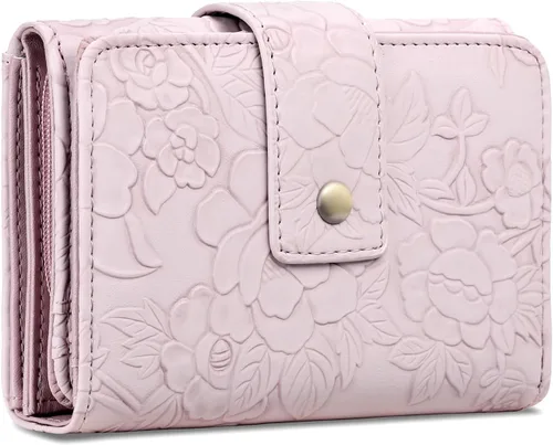 Vista 9 de SENDEFN Billeteras para mujer, billetera triple para mujer, tarjetero para tarjetas de crédito, bolsillo para monedas con ventana de identificación