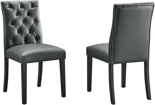 Vista 6 de Modway MO- Duchess - Silla de comedor tapizada de piel sintética con botones capitoné, color negro