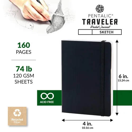 Vista 3 de Cuaderno de bocetos Travelers Dot Grid Pentalic Art, libre de ácidos