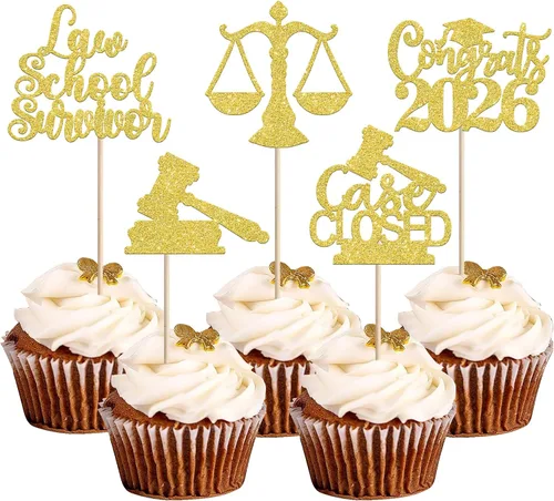 Vista 63 de 30 piezas de decoración para cupcakes de graduación para la clase de 2026 con purpurina brillante para el futuro diploma hecho 2026 Felicidades