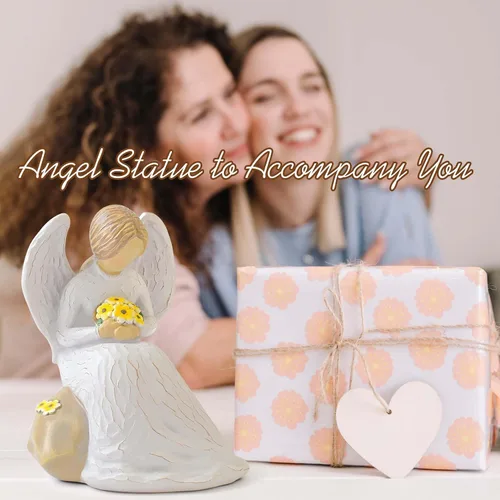 Vista 5 de JEPELUS Estatuas y figuras de ángel de la guarda, ramo de mano, figuras de ángel de resina, estatuas de regalo para mujeres, madre, abuela