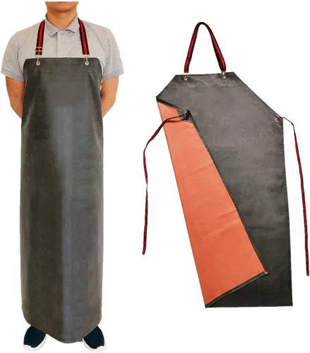 Vista 2 de TonLing Delantal de goma grueso, 47.2 x 33.5 pulgadas, impermeable, largo resistente a los químicos, ajustable para lavavajillas, limpieza de peces