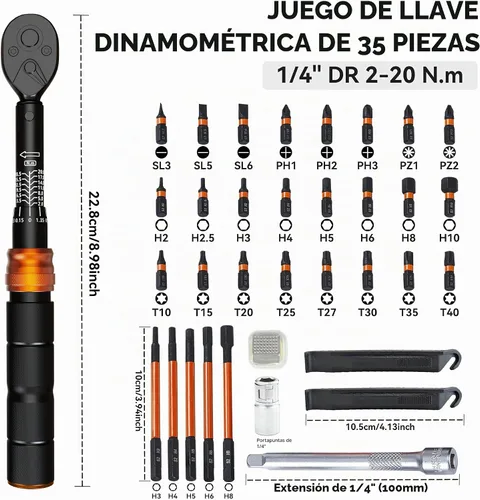 Vista 2 de Juego de llaves dinamométricas para bicicleta, 2-20 Nm
