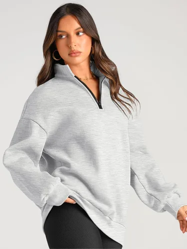 Vista 3 de Trendy Queen Womens Oversized Sweatshirts Hoodies Half Zip Pullover Fall Fashion Outfits 2024 Y2k Clothes