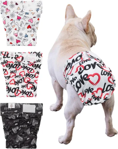 Vista 7 de CuteBone WWD28XS - Pañales lavables para perras, sin agujero para la cola, reutilizables, pantalones de entrenamiento para perritos, con cola