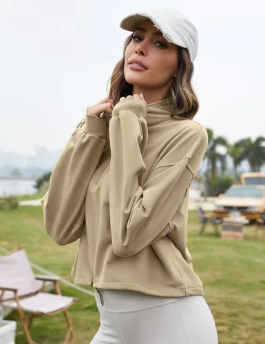 Vista 14 de Flygo Womens Half Zip Sweatshirts Stand Collar Activewear Running Workout Pullover Tops
