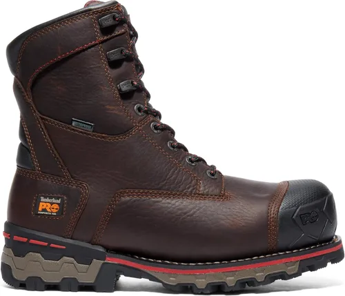 Vista 6 de Timberland PRO Botas de trabajo impermeables para hombre, modelo Boondock, ST café Tumbled L