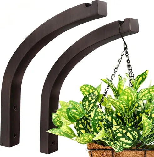 Vista 13 de Colgador de plantas de macramé, macetas colgantes de pared para plantas de interior, ganchos de madera para macetas al aire libre, carillón