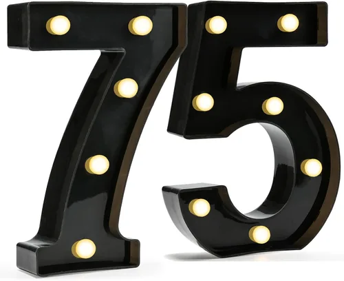 Vista 54 de Pooqla - Números iluminados negros, decoraciones de cumpleaños 50 para hombres Number 50