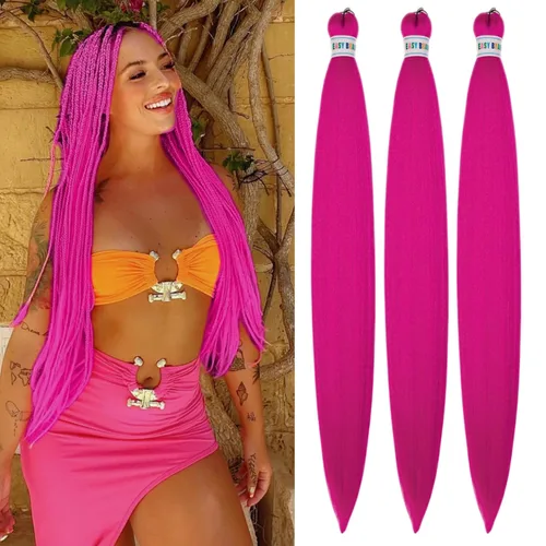 Vista 37 de Pelo corto negro trenzado preestirado de 14 pulgadas para trenzas sin nudos, pelo sintético 1B trenzado para trenzas Bob Box