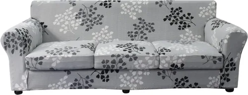 Vista 14 de KRFOONN Funda de sofá de 4 piezas con estampado para sofás de 3 cojines, funda elástica con 3 fundas de cojín separadas, protector de muebles