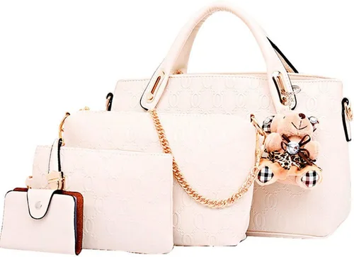 Vista 13 de FiveloveTwo. Bolso de mano para mujer, 4 piezas, con asa superior, bolsa de hombro, soporte para tarjetas