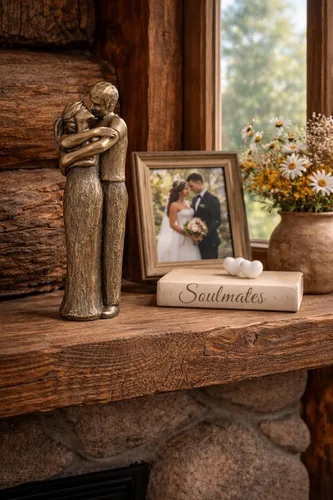 Vista 5 de JFSM INC. Escultura de amantes almas gemelas besándose - Perfecta para bodas