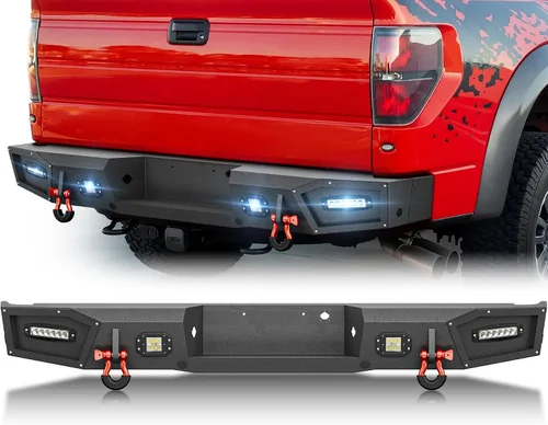 Vista 10 de YZONA Parachoques delantero y trasero compatible con Land Rover Discovery 2 1999-2004 Parachoques Rock Crawler con placa de cabrestante, receptor