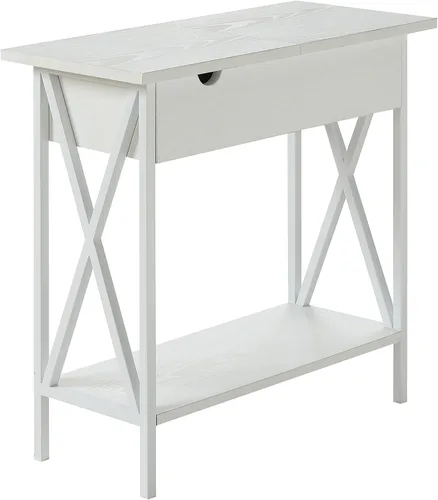 Vista 18 de Convenience Concepts Tucson Mesa auxiliar abatible con estación de carga de 23.75 pulgadas, moderna mesa de sala de estar con estante