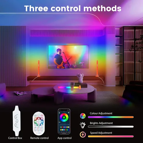 Vista 8 de Barras de luz LED inteligentes, retroiluminación Borllyem LEDIC+WW para TV con cuentas de luz dobles, control de aplicación, control remoto RF