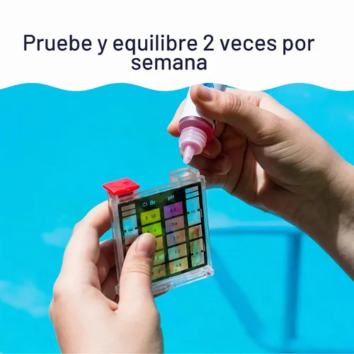 Vista 7 de HTH 1275 Kit de prueba de 6 vías para el cuidado de piscinas, probador químico de agua para piscinas, 100 pruebas