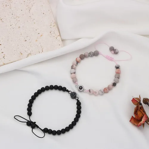 Vista 5 de Pulsera con texto en inglés "I Love You" para parejas, regalos para mi hombre, novio, novia, marido, esposa, mi amor, prometida, para el día de San