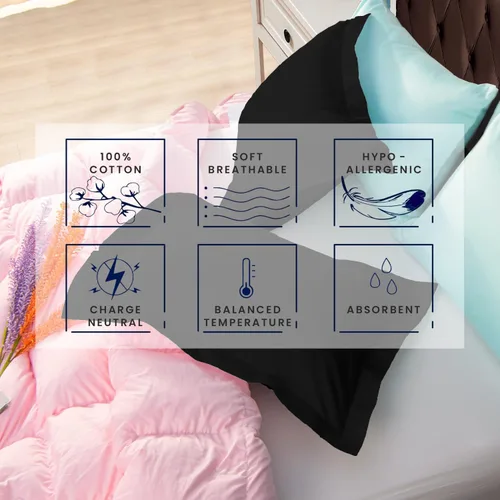 Vista 5 de Kotton Culture Juego de 2 fundas de almohada estándar de 20 x 26 pulgadas, fundas de almohada decorativas, 100% algodón egipcio de 600 hilos