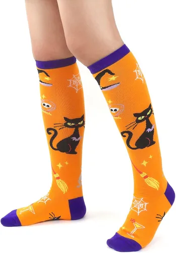 Vista 2 de Dsia Zamur 2 Pack Women Knee High Halloween Novelty Funky Holiday Socks Leg Warmer Stockings for Ladies