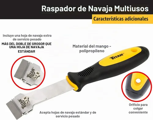 Vista 4 de Titan 11030 Rascador multiusos de 9-1/4 pulgadas Incluye 1 cuchilla de afeitar extra resistente