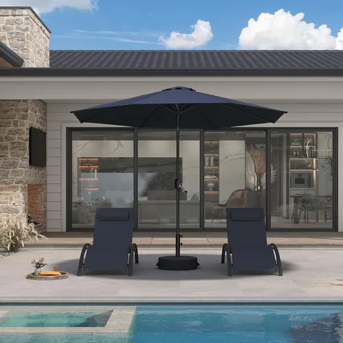 Vista 53 de PURPLE LEAF Sombrilla LED para patio y piscina, 5 x 8 pies, con base para Beige